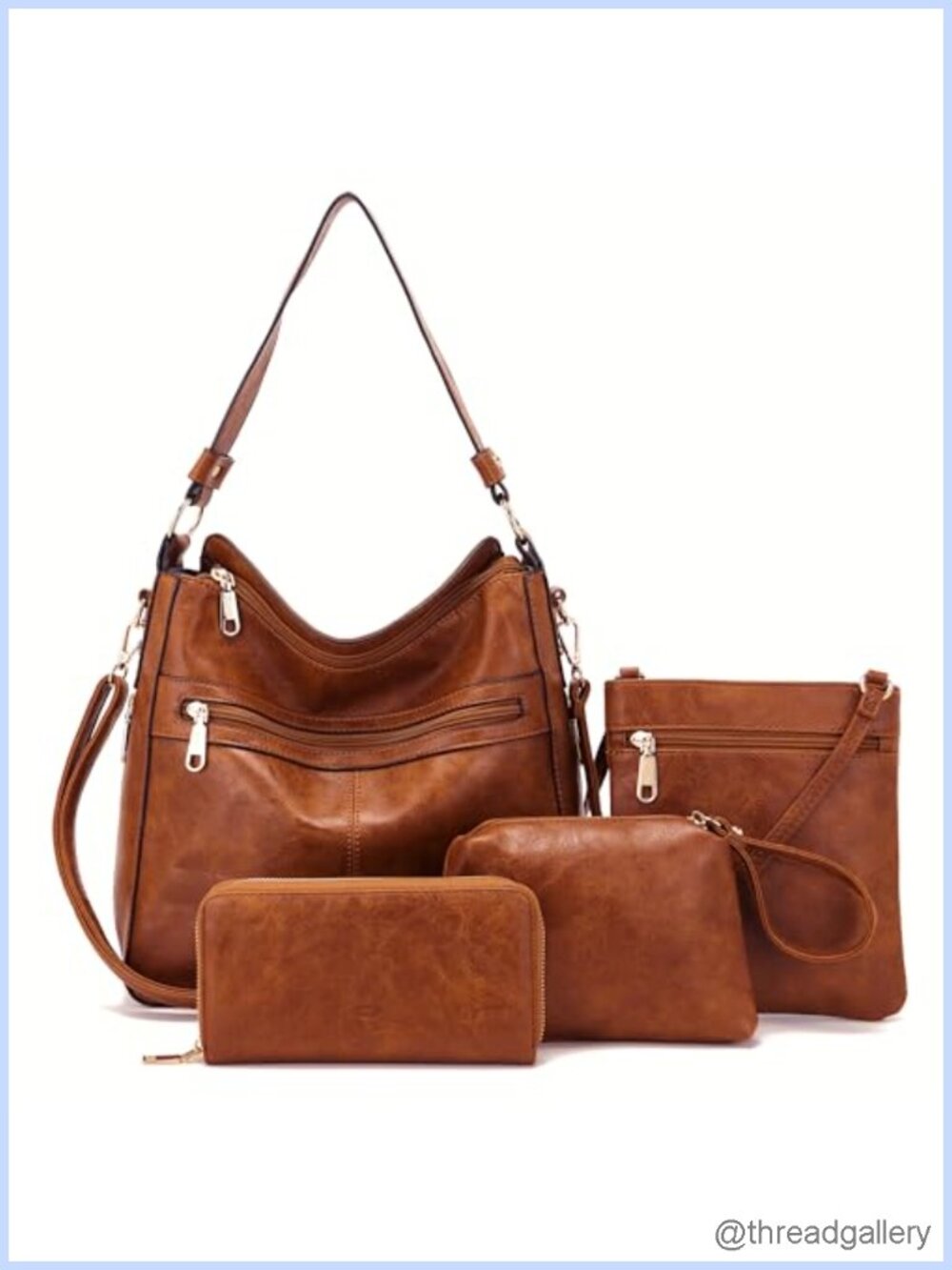 4PCS Hobo Handbag Crossbody Bag Coin Purse Wallet Set Faux Leather